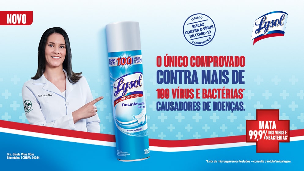 Peça gráfica da Lysol sobre benefícios do produto