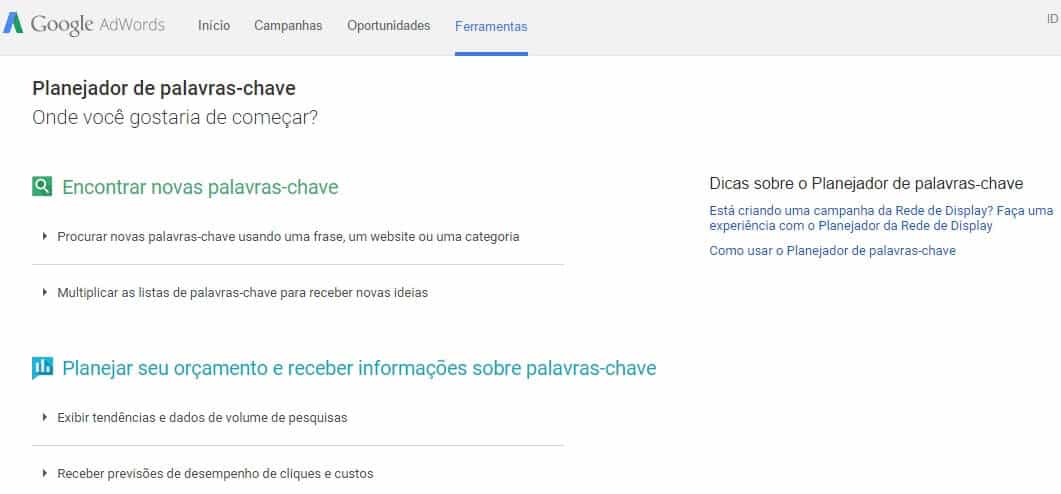 pesquisa de palavras chave 1