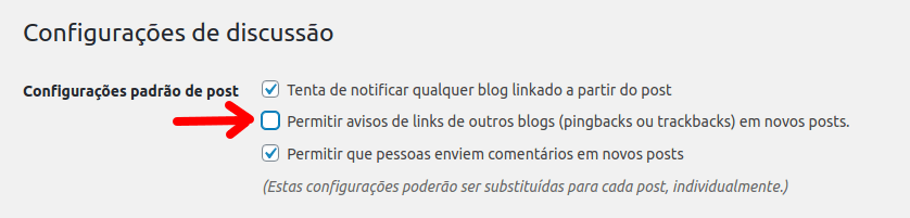 Configurações de discussão do WordPress