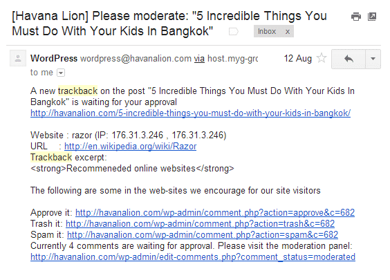a plataforma e trackback no WordPress