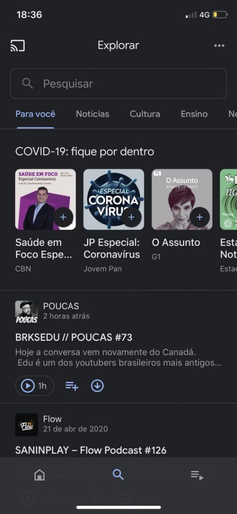 Podcasts no Google
