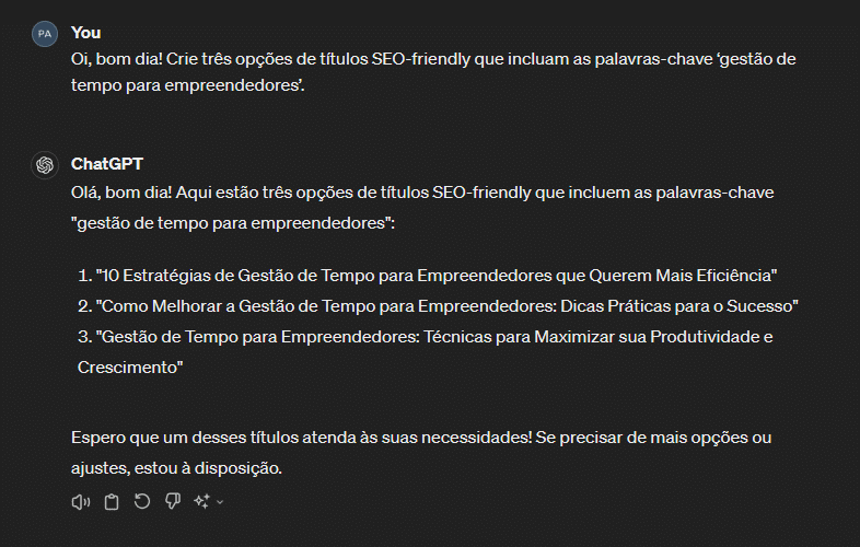 Prompt ChatGPT Título SEO