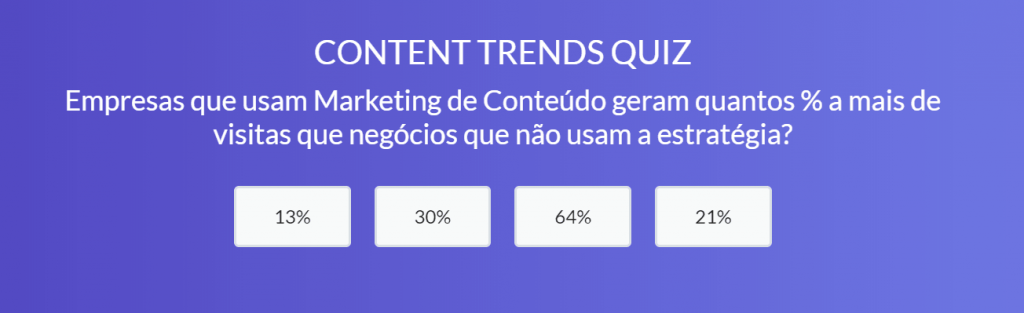 quiz em landing page