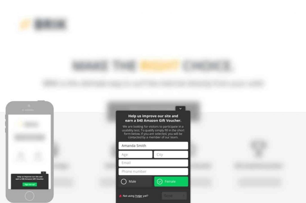 recrutamento de usuários do hotjar