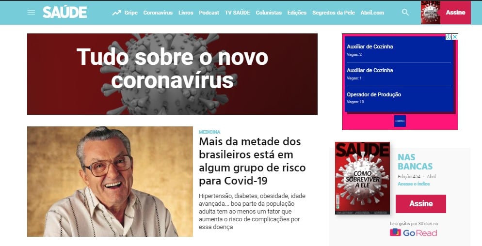 Site de saúde da editora Abril