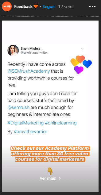 Stories SEMrush