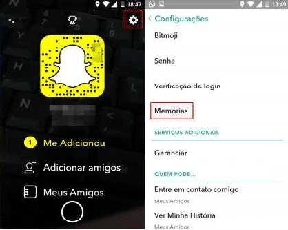 memórias do snapchat