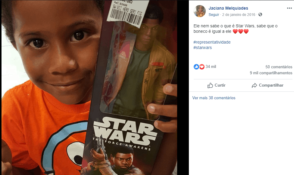 criança pede boneco do star wars por se sentir representada