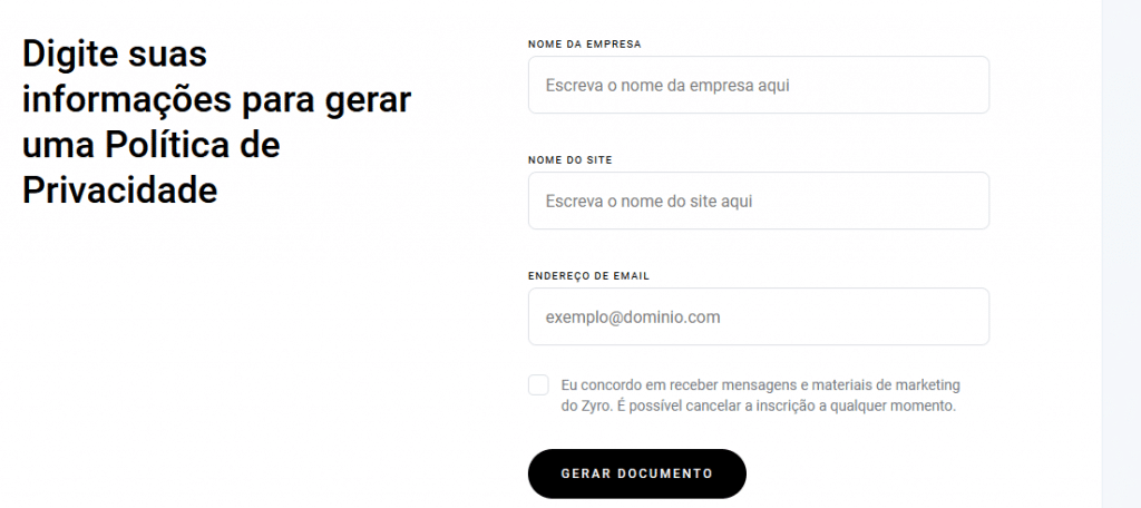termos de uso e política de privacidade