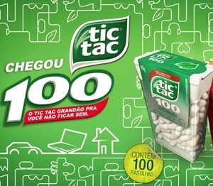 Peça gráfica anuncia Tic-Tac com 100 unidades