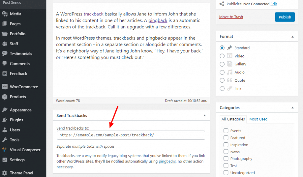 Trackback no WordPress