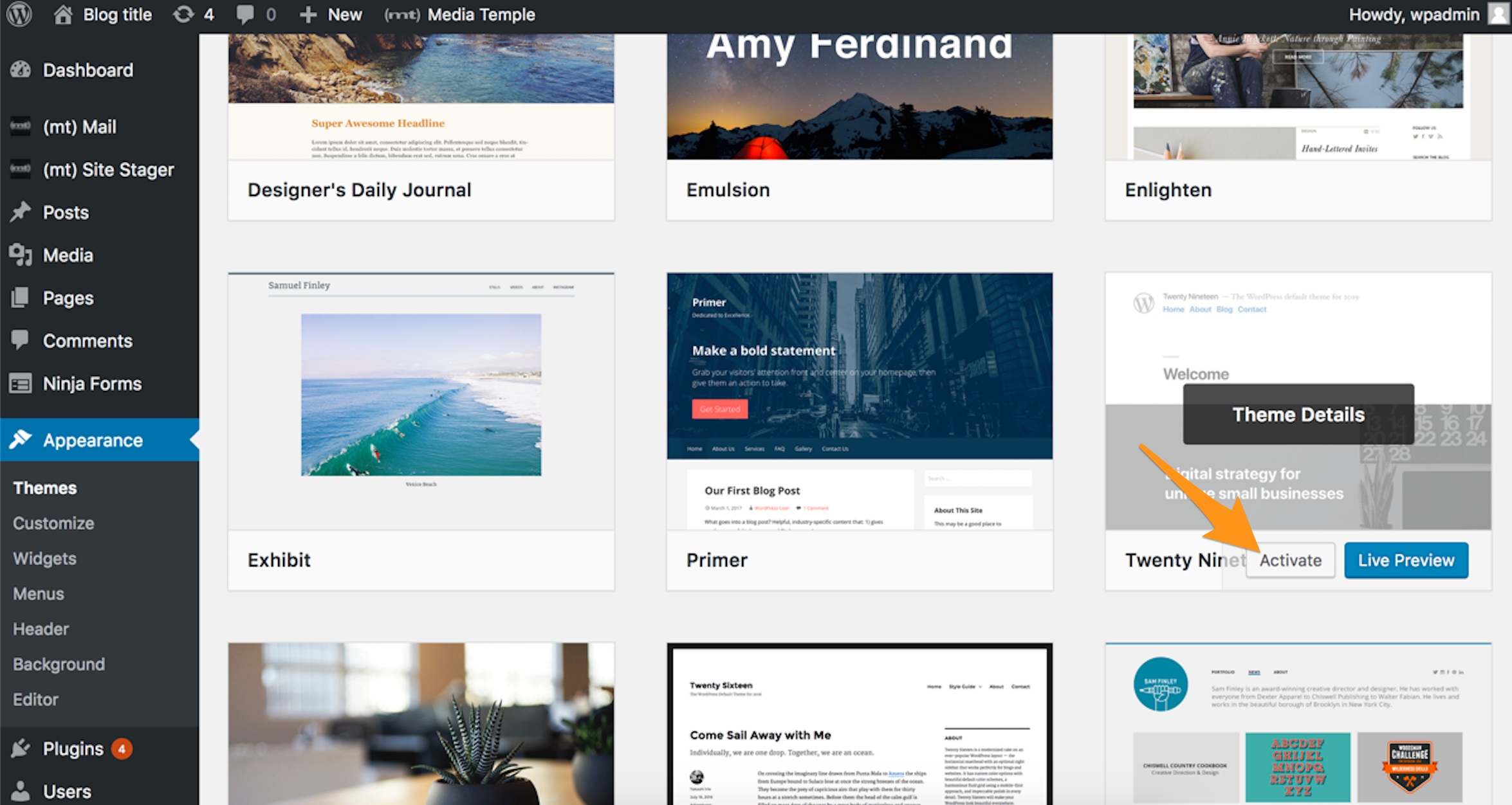 como desativar um tema no wordpress