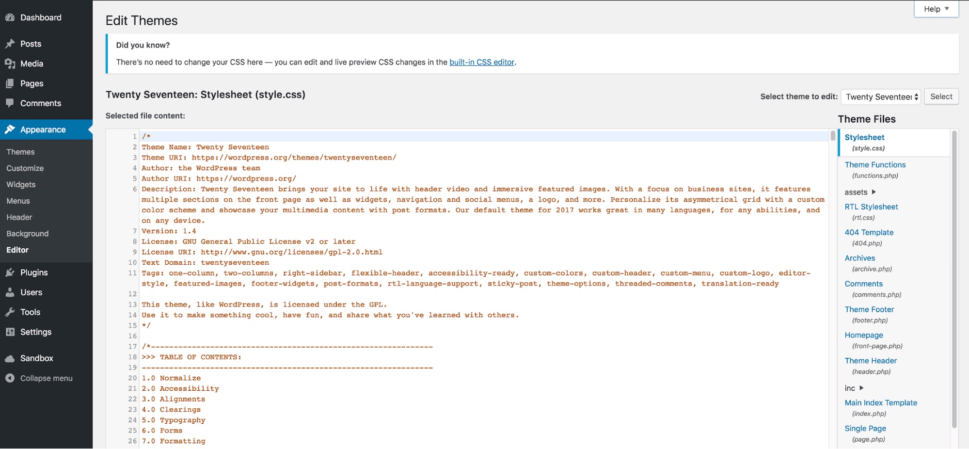 como editar functions php wordpress