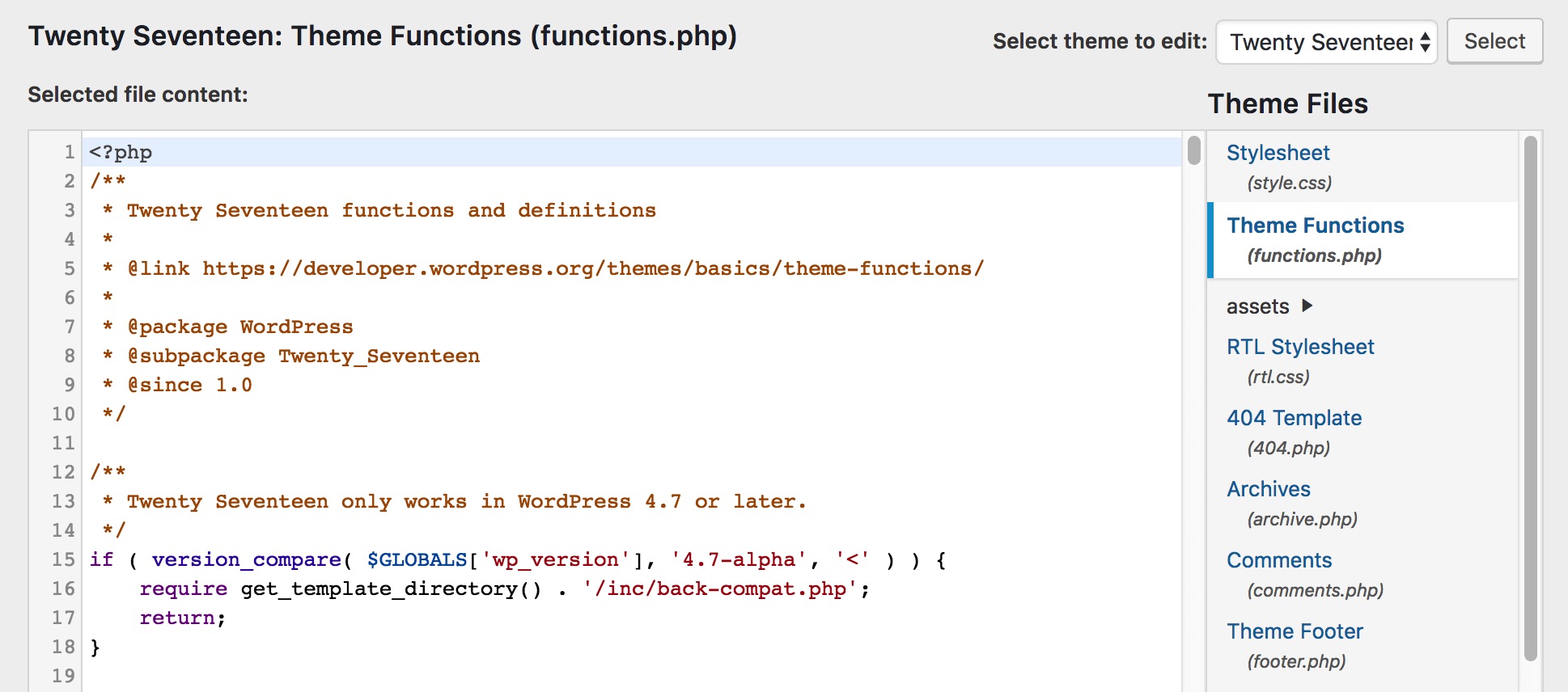 como editar functions php wordpress