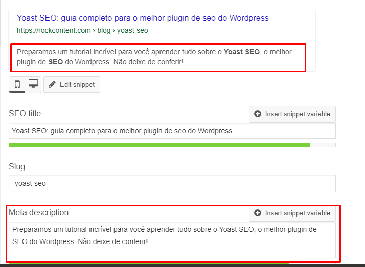 meta descrição do yoast