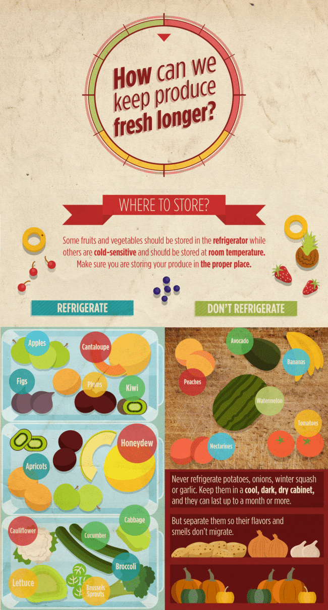 Process or How-To Infographic, infographic about how to keep produce fresh longer
