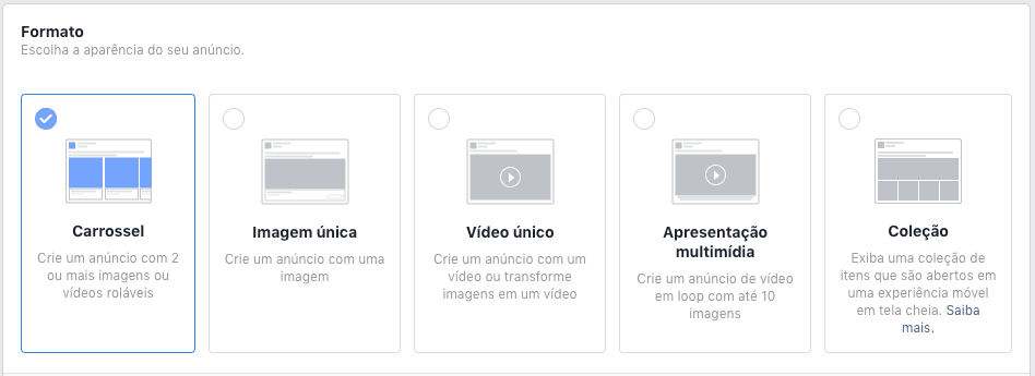 Instagram Ads: tipos de anúncio