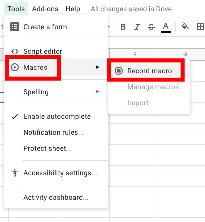 google sheets