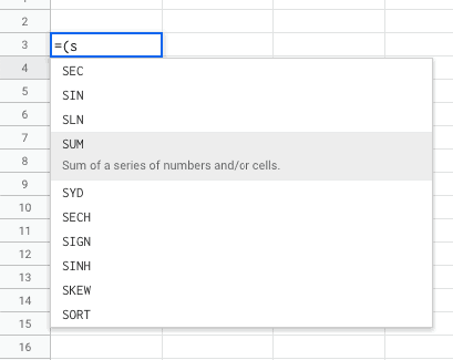 google sheets