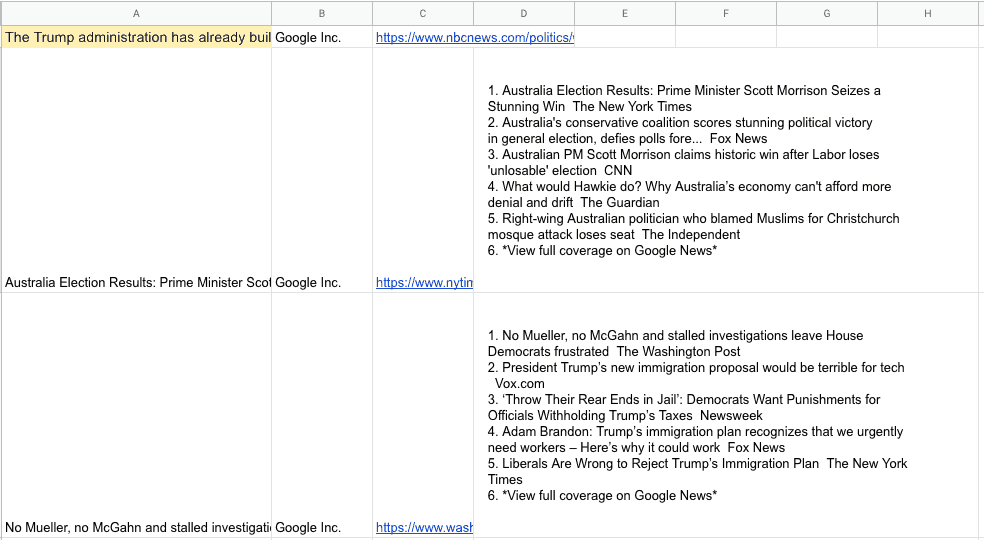 google sheets