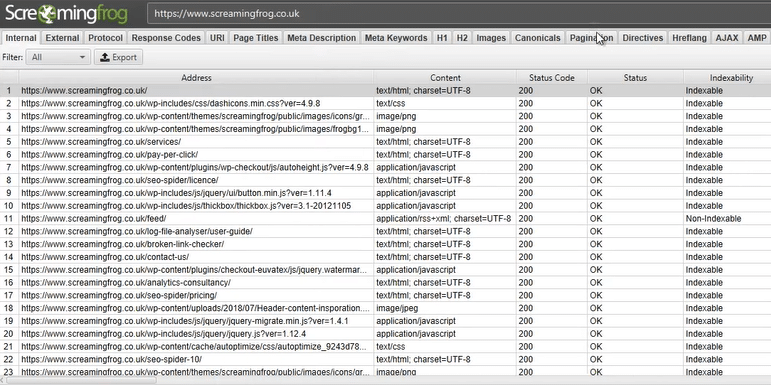 Screaming Frog SEO Spider platform