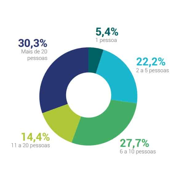 Número de funcionários do time de marketing em empresas com mais de 100 funcionários