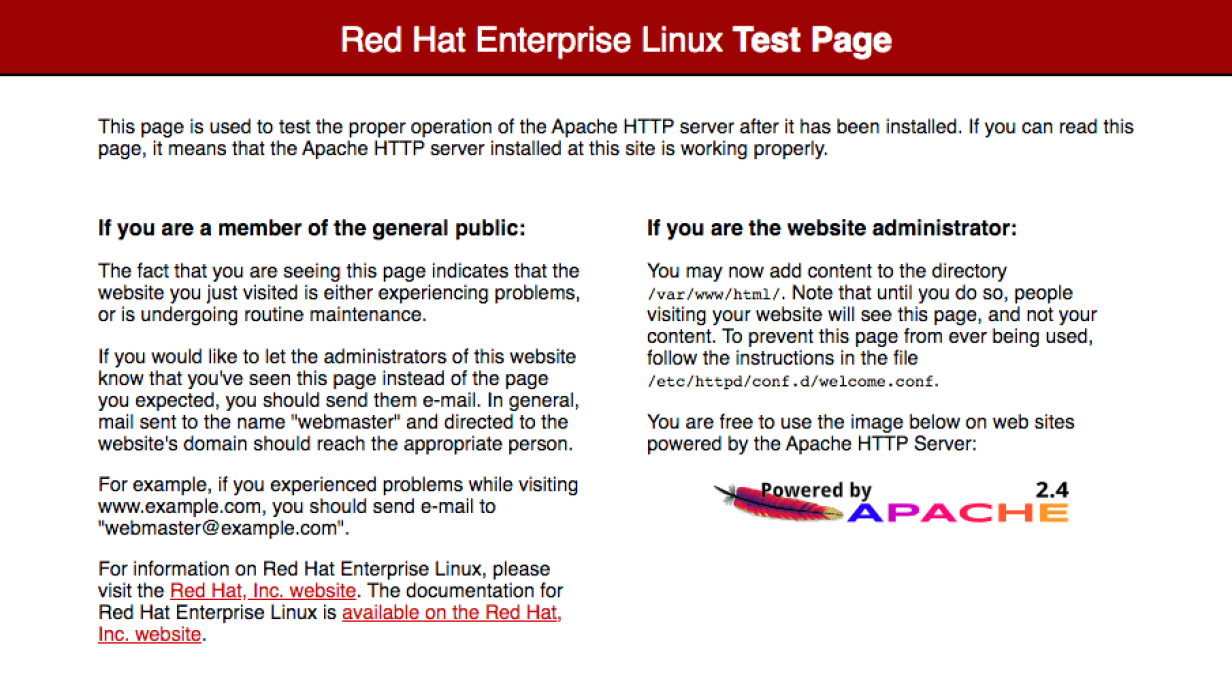 Apache installation verification test - lamp