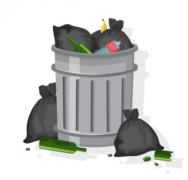 Image of a trash can full of residues